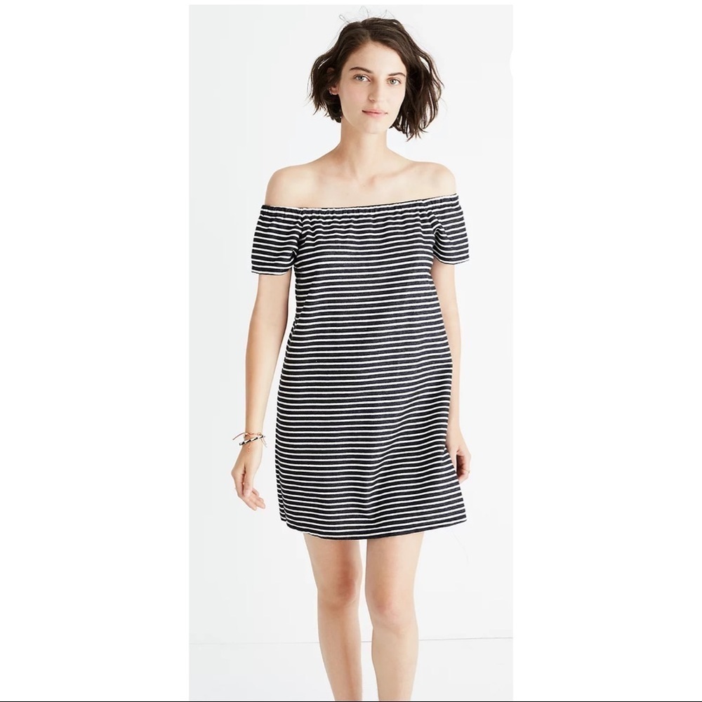 NEW Madewell Striped Melody Off-the-Shoulder Dress